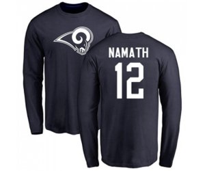 Los Angeles Rams #12 Joe Namath Navy Blue Name & Number Logo Long Sleeve T-Shirt