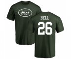 New York Jets #26 Le'Veon Bell Green Name & Number Logo T-Shirt
