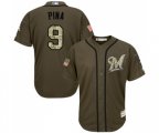 Milwaukee Brewers #9 Manny Pina Authentic Green Salute to Service Baseball Jersey