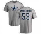 Dallas Cowboys #55 Leighton Vander Esch Ash Name & Number Logo T-Shirt