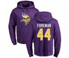Minnesota Vikings #44 Chuck Foreman Purple Name & Number Logo Pullover Hoodie