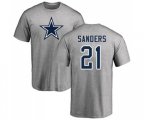 Dallas Cowboys #21 Deion Sanders Ash Name & Number Logo T-Shirt