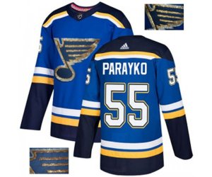 Adidas St. Louis Blues #55 Colton Parayko Authentic Royal Blue Fashion Gold NHL Jersey