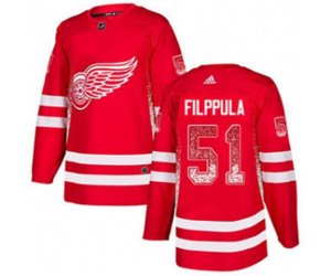 Detroit Red Wings #51 Valtteri Filppula Red Home Authentic Drift Fashion Stitched Hockey Jersey