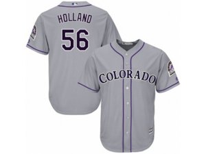 Colorado Rockies #56 Greg Holland Replica Grey Road Cool Base MLB Jersey