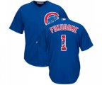 Chicago Cubs #1 Kosuke Fukudome Authentic Royal Blue Team Logo Fashion Cool Base MLB Jersey