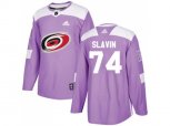Carolina Hurricanes #74 Jaccob Slavin Purple Authentic Fights Cancer Stitched NHL Jersey