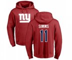 New York Giants #11 Phil Simms Red Name & Number Logo Pullover Hoodie