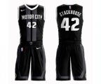 Detroit Pistons #42 Jerry Stackhouse Authentic Black Basketball Suit Jersey - City Edition