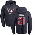 Houston Texans #21 Tyler Ervin Navy Blue Name & Number Logo Pullover Hoodie