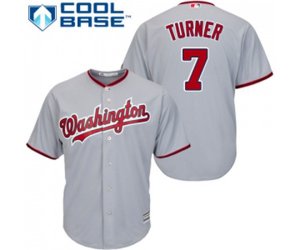 Washington Nationals #7 Trea Turner Replica Grey Road Cool Base Baseball Jersey
