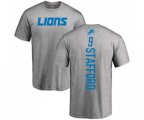 Detroit Lions #9 Matthew Stafford Ash Backer T-Shirt