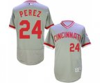 Cincinnati Reds #24 Tony Perez Grey Flexbase Authentic Collection Cooperstown Baseball Jersey