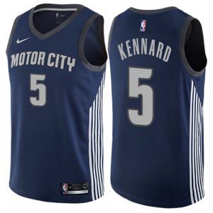 Detroit Pistons #5 Luke Kennard Authentic Navy Blue NBA Jersey - City Edition