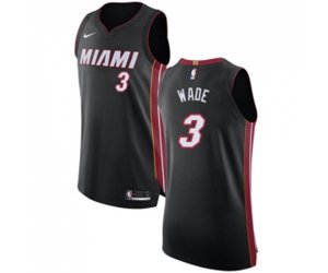 Miami Heat #3 Dwyane Wade Authentic Black Road Basketball Jersey - Icon Edition