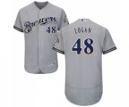 Milwaukee Brewers #48 Boone Logan Grey Road Flex Base Authentic Collection Baseball Jersey