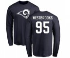 Los Angeles Rams #95 Ethan Westbrooks Navy Blue Name & Number Logo Long Sleeve T-Shirt