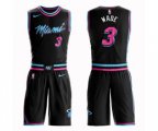 Miami Heat #3 Dwyane Wade Authentic Black Basketball Suit Jersey - City Edition
