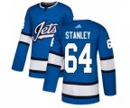 Winnipeg Jets #64 Logan Stanley Premier Blue Alternate NHL Jersey