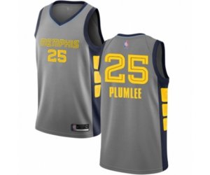 Memphis Grizzlies #25 Miles Plumlee Swingman Gray Basketball Jersey - City Edition