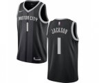 Detroit Pistons #1 Reggie Jackson Authentic Black Basketball Jersey - City Edition