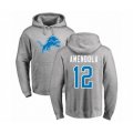 Detroit Lions #12 Danny Amendola Ash Name & Number Logo Pullover Hoodie