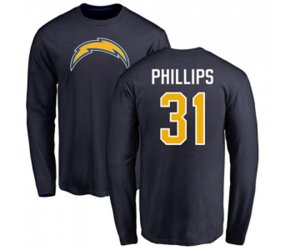 Los Angeles Chargers #31 Adrian Phillips Navy Blue Name & Number Logo Long Sleeve T-Shirt