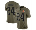 Cleveland Browns #24 Nick Chubb 2022 Olive Salute To Service Limited Stitched Jersey