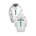Miami Dolphins #1 Tua Tagovailoa 2021 White Pullover Football Hoodie