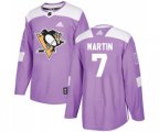 Adidas Pittsburgh Penguins #7 Paul Martin Authentic Purple Fights Cancer Practice NHL Jersey
