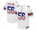New York Giants #56 Lawrence Taylor Elite White Road USA Flag Fashion Football Jersey