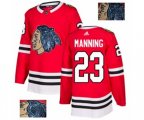 Chicago Blackhawks #23 Brandon Manning Authentic Red Fashion Gold NHL Jersey