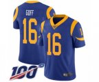 Los Angeles Rams #16 Jared Goff Royal Blue Alternate Vapor Untouchable Limited Player 100th Season Football Jersey