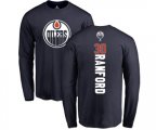 Edmonton Oilers #30 Bill Ranford Navy Blue Backer Long Sleeve T-Shirt
