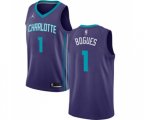 Charlotte Hornets #1 Muggsy Bogues Authentic Purple Basketball Jersey Statement Edition