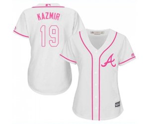 Women\'s Atlanta Braves #19 Scott Kazmir Replica White Fashion Cool Base Baseball Jersey