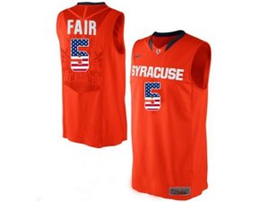 2016 US Flag Fashion Men\'s Syracuse Orange C.J Fair #5 College Authentic Basketball Jersey - Orange
