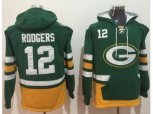 Green Bay Packers #12 Aaron Rodgers Green Gold Name & Number Pullover NFL Hoodie