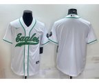 Philadelphia Eagles Blank White With Patch Cool Base Stitched Baseball Jersey