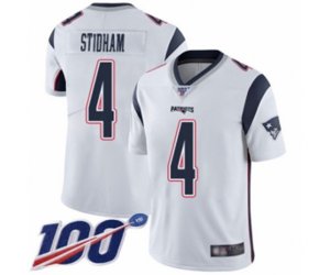 New England Patriots #4 Jarrett Stidham White Vapor Untouchable Limited Player 100th Season Football Jersey