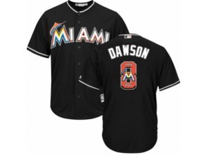 Miami Marlins #8 Andre Dawson Authentic Black Team Logo Fashion Cool Base MLB Jersey