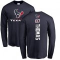 Houston Texans #87 Demaryius Thomas Navy Blue Backer Long Sleeve T-Shirt