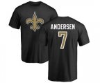 New Orleans Saints #7 Morten Andersen Black Name & Number Logo T-Shirt