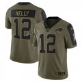 Buffalo Bills #12 Jim Kelly Nike Olive 2021 Salute To Service Retired Player Limited Jersey