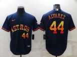 Houston Astros #44 Yordan Alvarez Number Navy Blue Rainbow Stitched MLB Cool Base Nike Jersey
