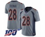 Denver Broncos #28 Royce Freeman Limited Silver Inverted Legend 100th Season Football Jersey