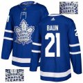 Toronto Maple Leafs #21 Bobby Baun Authentic Royal Blue Fashion Gold NHL Jersey