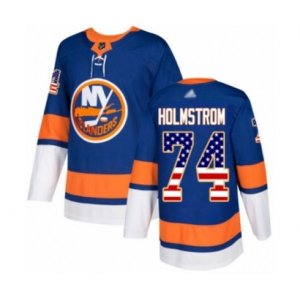New York Islanders #74 Simon Holmstrom Authentic Royal Blue USA Flag Fashion Hockey Jersey
