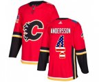 Calgary Flames #4 Rasmus Andersson Authentic Red USA Flag Fashion Hockey Jersey