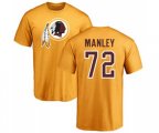 Washington Redskins #72 Dexter Manley Gold Name & Number Logo T-Shirt